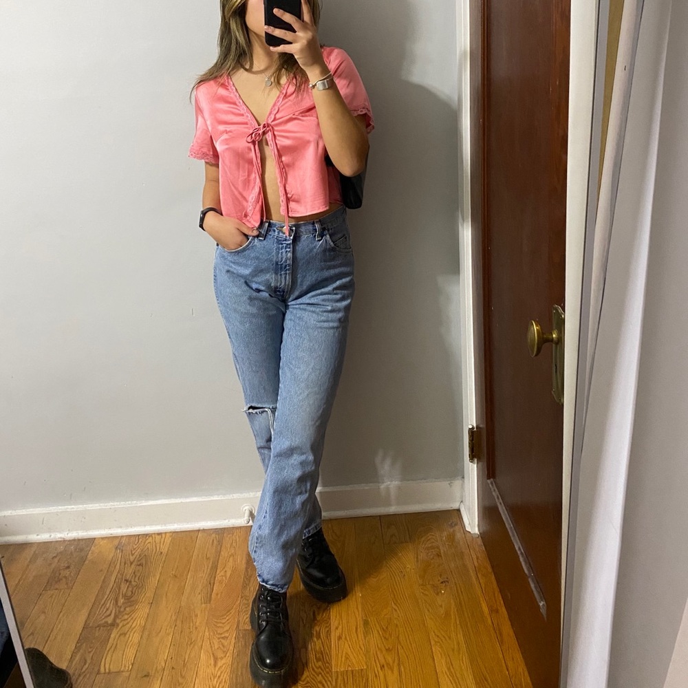 Silk front tie top